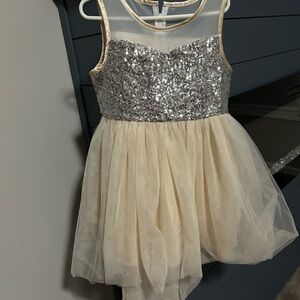 Elegant Silver and Cream Kids Dress